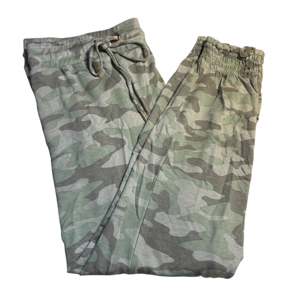 NEW Skinnygirl Joggers Large Camouflage Green Gray Stretch Athleisure Comfy